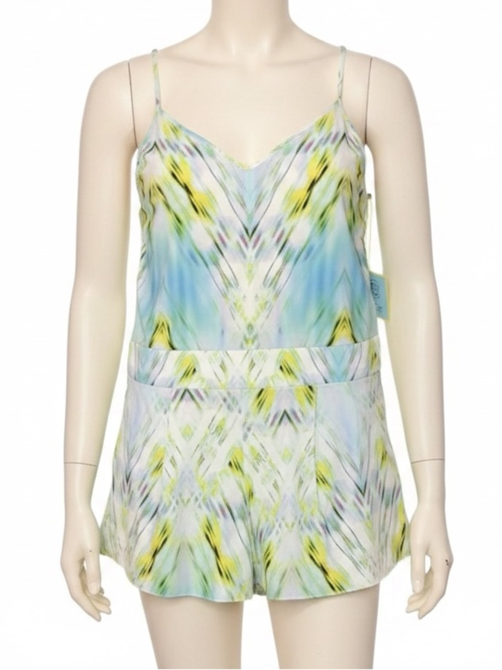 Cece Patterned Romper with pleated short